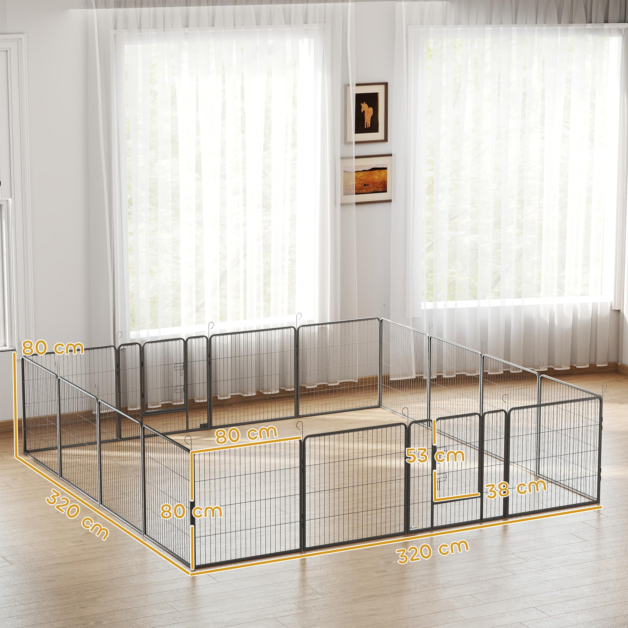 PawHut Recinto per cani, parco animali, conigli, anatre 80 cm altezza