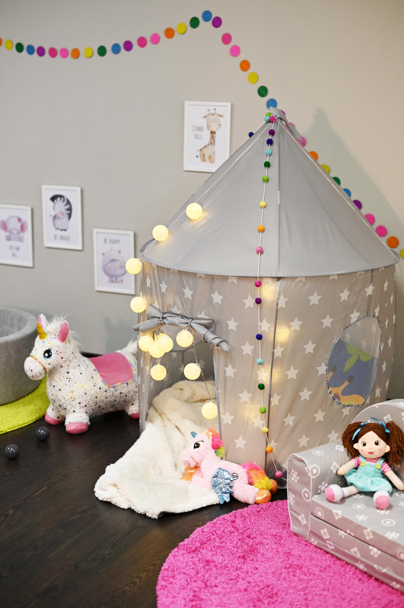 KNORRTOYS.COM 55541 namiot do zabawy Grey White Stars, szary