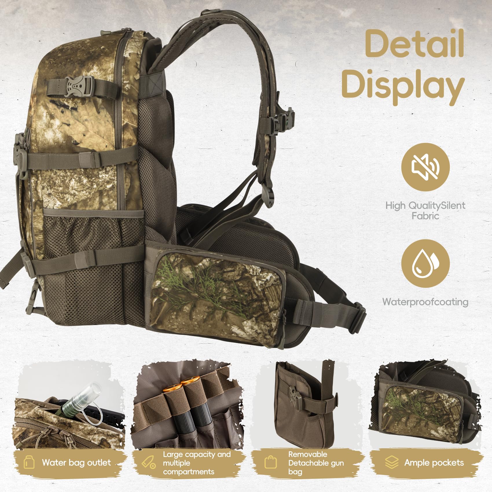 BLISSWILL Jagd-Rucksack, Jagd-Tagesrucksack mit Gewehrhalter, Jagdausrüstung, Zubehör, Geschenk für Herren