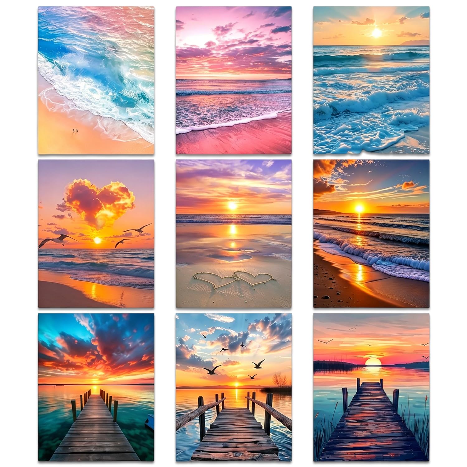 HASTHIP® Beach Diamond Art Kits for Adults 5D Round Drill Diamond Painting Multipack Sunset Landscape Gem Art for Home Wall Decor-image-36