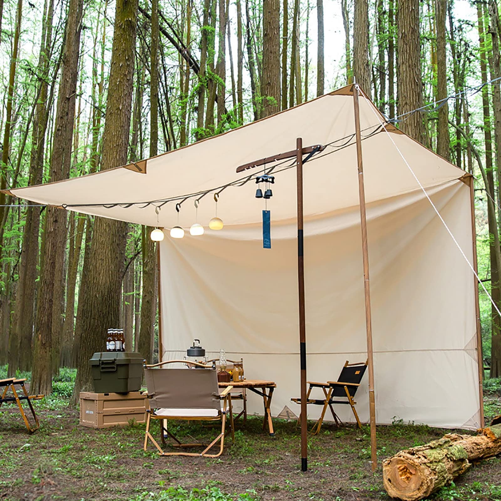 Tarp kempingowy Wodoodporny, Hamock Rain Fly Namiot Tarp, 3×4m Prostokąt Lekki Tarp kempingowy Przenośny Deszczowy Mucha do Kempingu Plecak Podróżowanie Outdoor Adventure (Khaki)