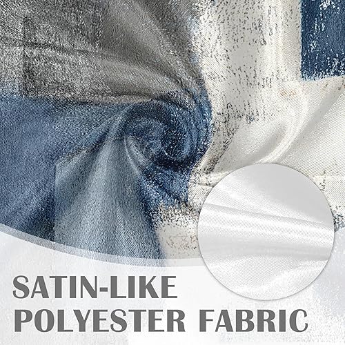 Miniatura 4 de Emvency Paquete de 2 cenefas para ventana, cortinas opacas de arte abstracto azul y gris, cortinas opacas ajustables para ventanas, sala de estar,