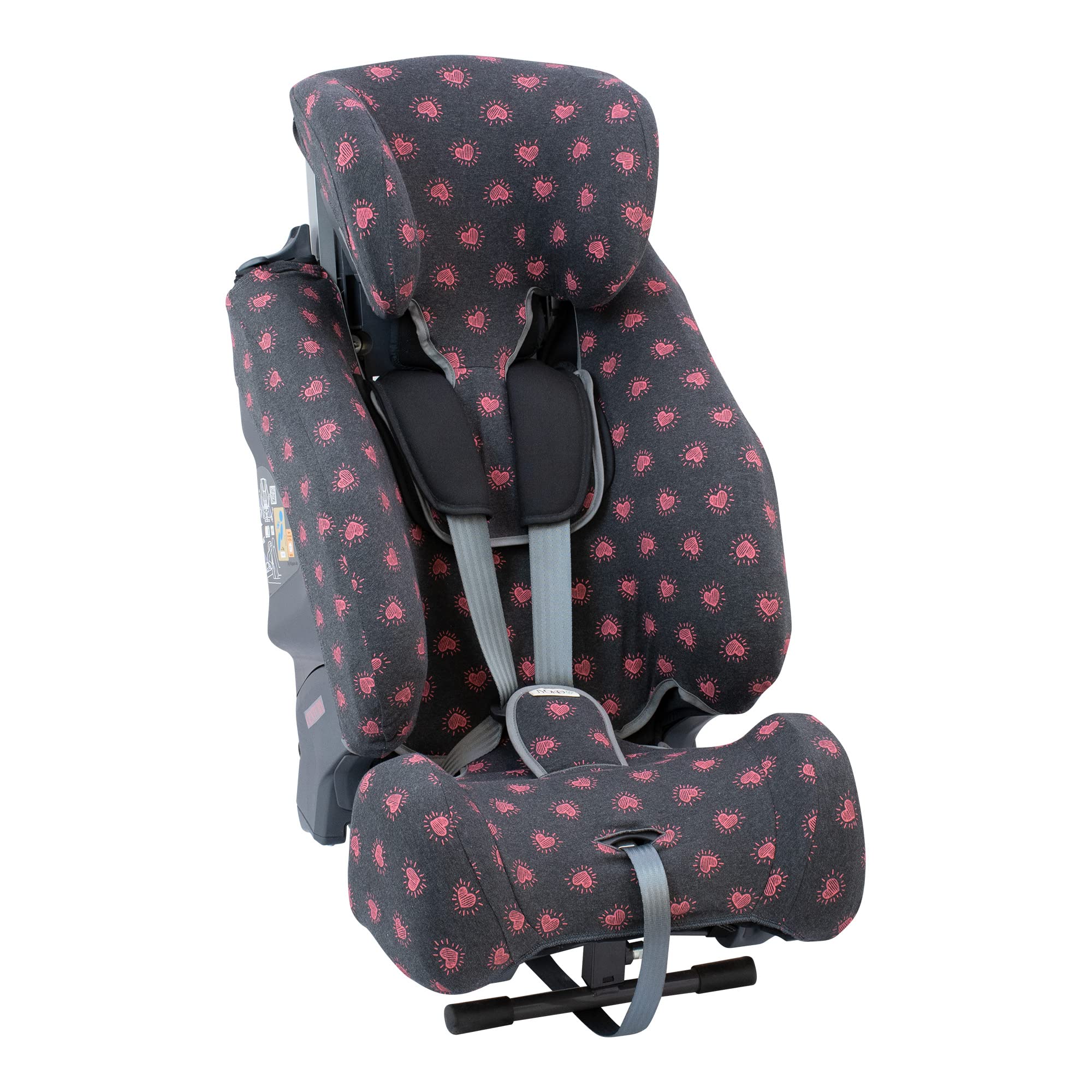 JYOKO KIDS Fodera per Seggiolino auto Compatibile con Klippan Triofix, Century, Maxi (Fluor Heart, KLIPPAN CENTURY)