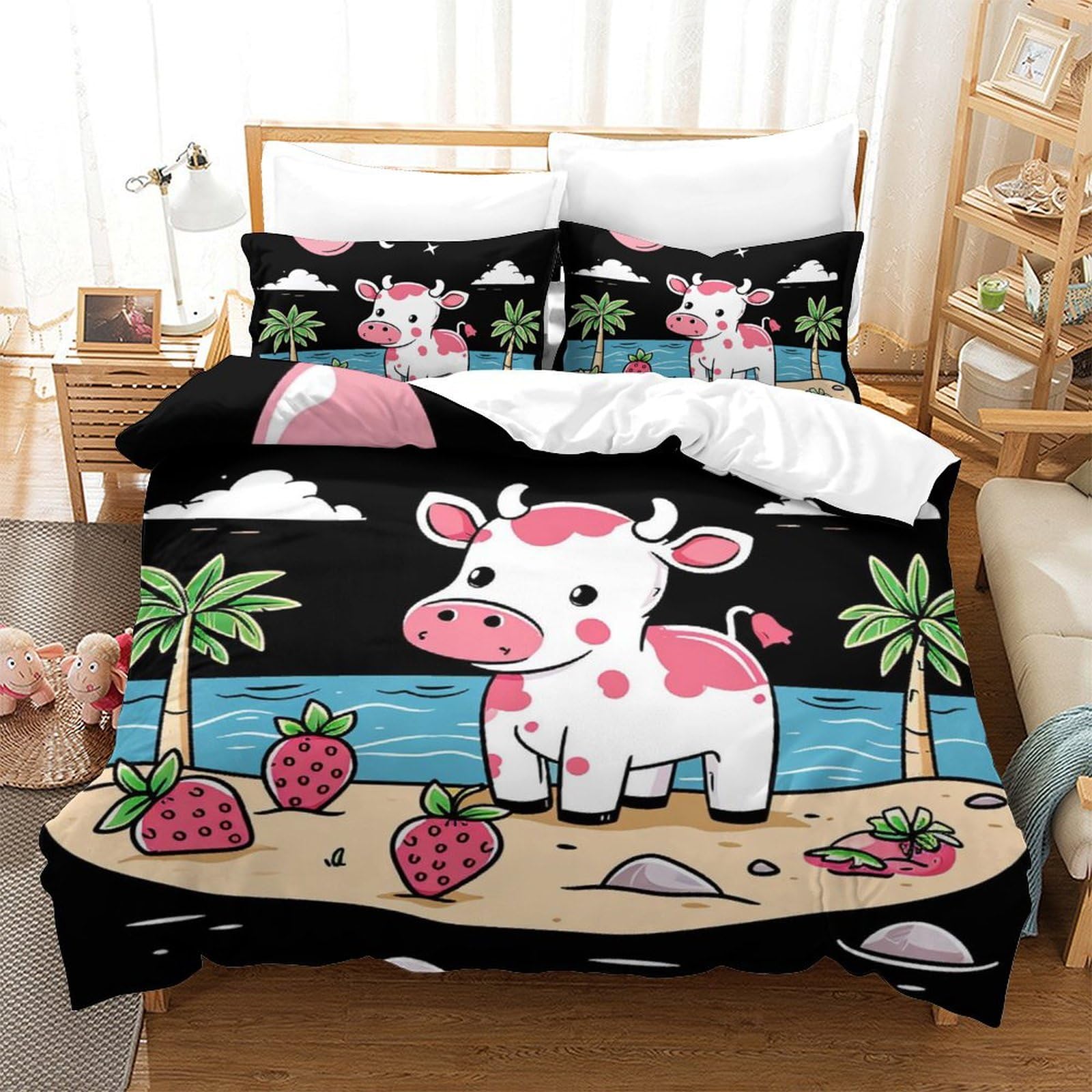 Housse de couette vache 3D : parure de lit premium 3 pièces super douce