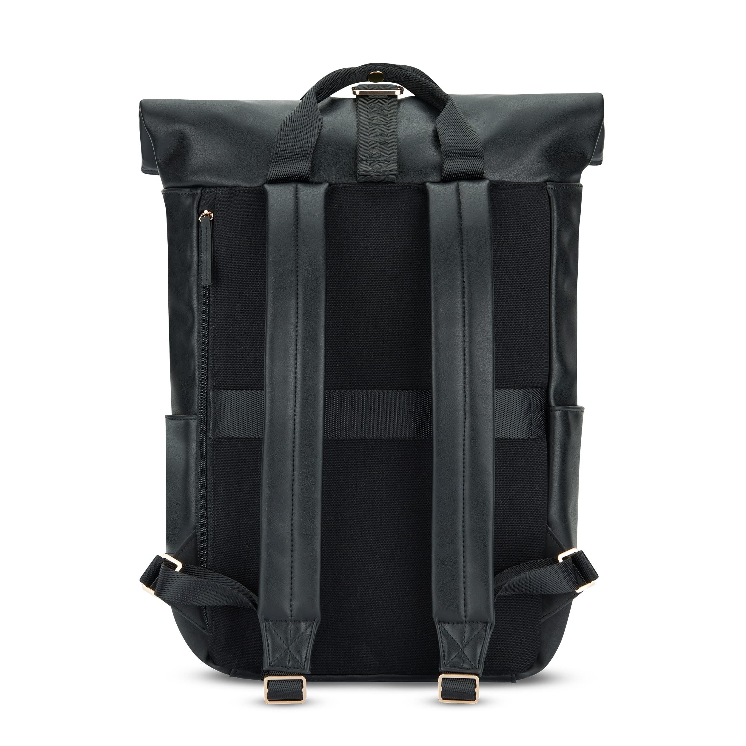 Expatrié Zaino Donna Nero - Adele - Zainetto Elegante per Università, Lavoro, Bici, Viaggio - Rolltop Grande con Vano per PC Portatile - Impermeabile