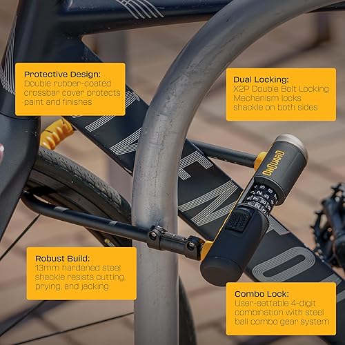 Miniatura 4 de OnGuard Bulldog Combo STD U-Lock - Grillete de acero endurecido de 0.512 in, 11.417 in (11.4 pulgadas) de largo x 7.677 in (7.7 pulgadas) de ancho x