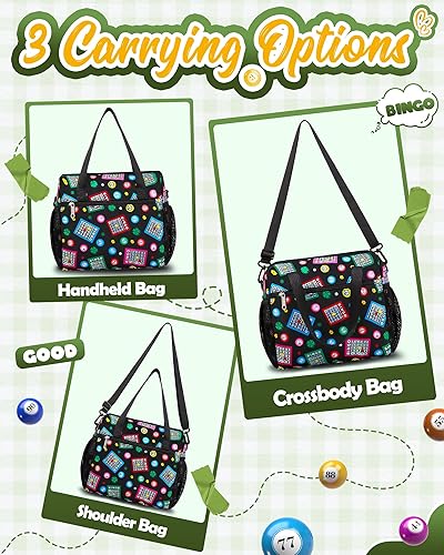 Miniatura 3 de Bolsas de bingo con bolsillos para accesorios de bingo, suministros de bingo grande para bingo Daubers regalos de bingo para mujeres, amantes del