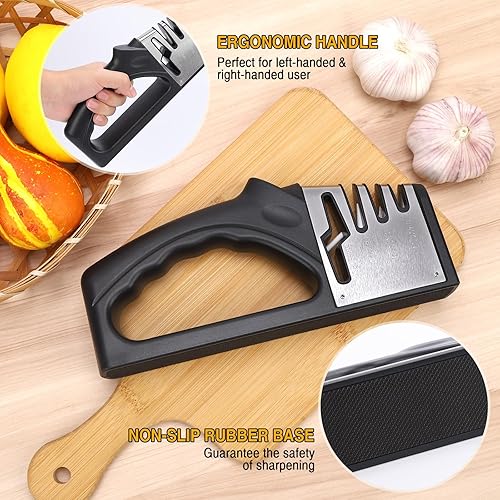 Miniatura 3 de Afilador de cuchillos manual 4 en 1 adecuado para cuchillos de cocina, cuchillos de frutas, cuchillos de acero, tijeras y afilado de precisión de 3