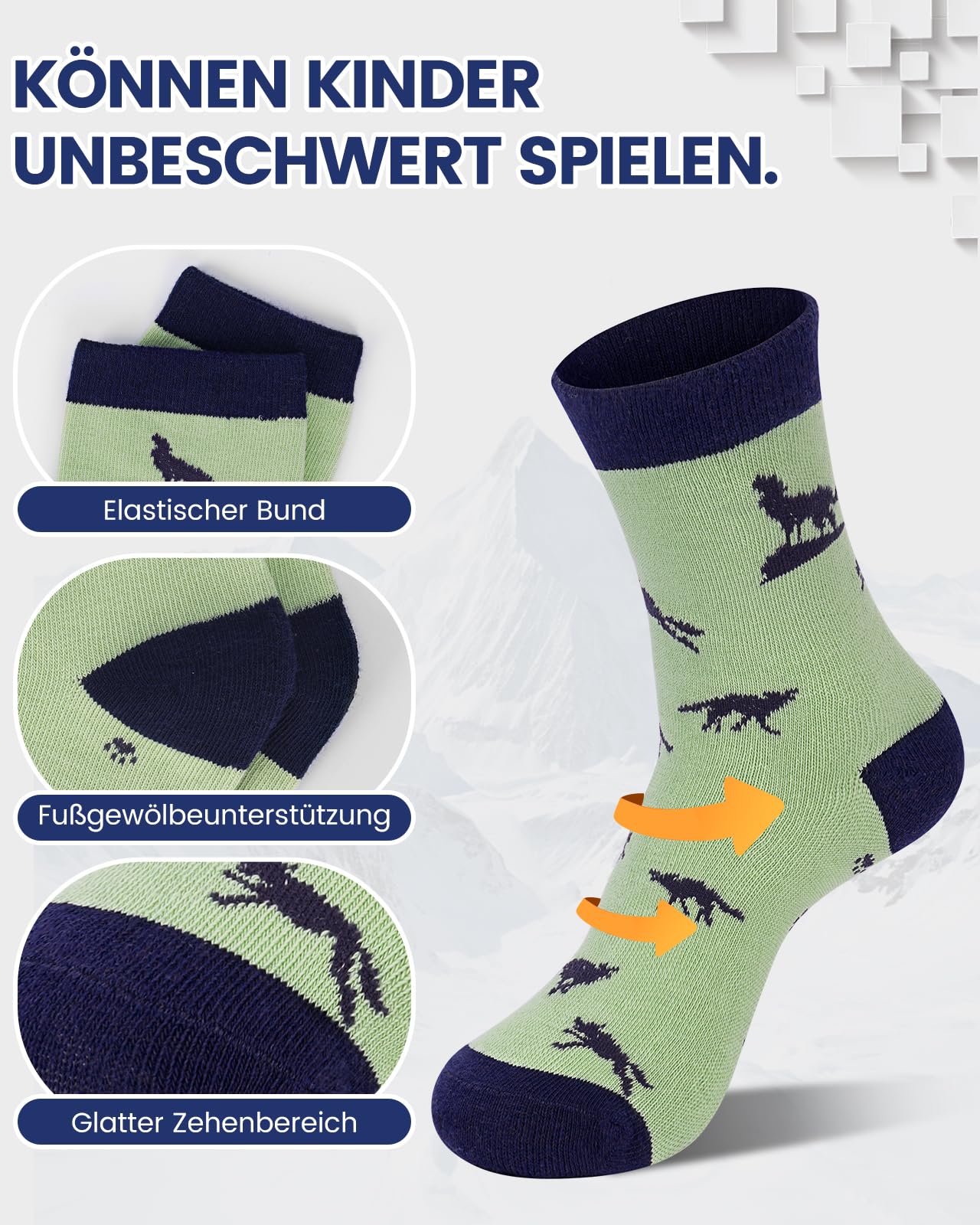 Kyopp 10 Paar Socken Kinder Mädchen und Jungen Klassisch Socken Lustig Cotton Socken Crew Socks Winter/Sommer
