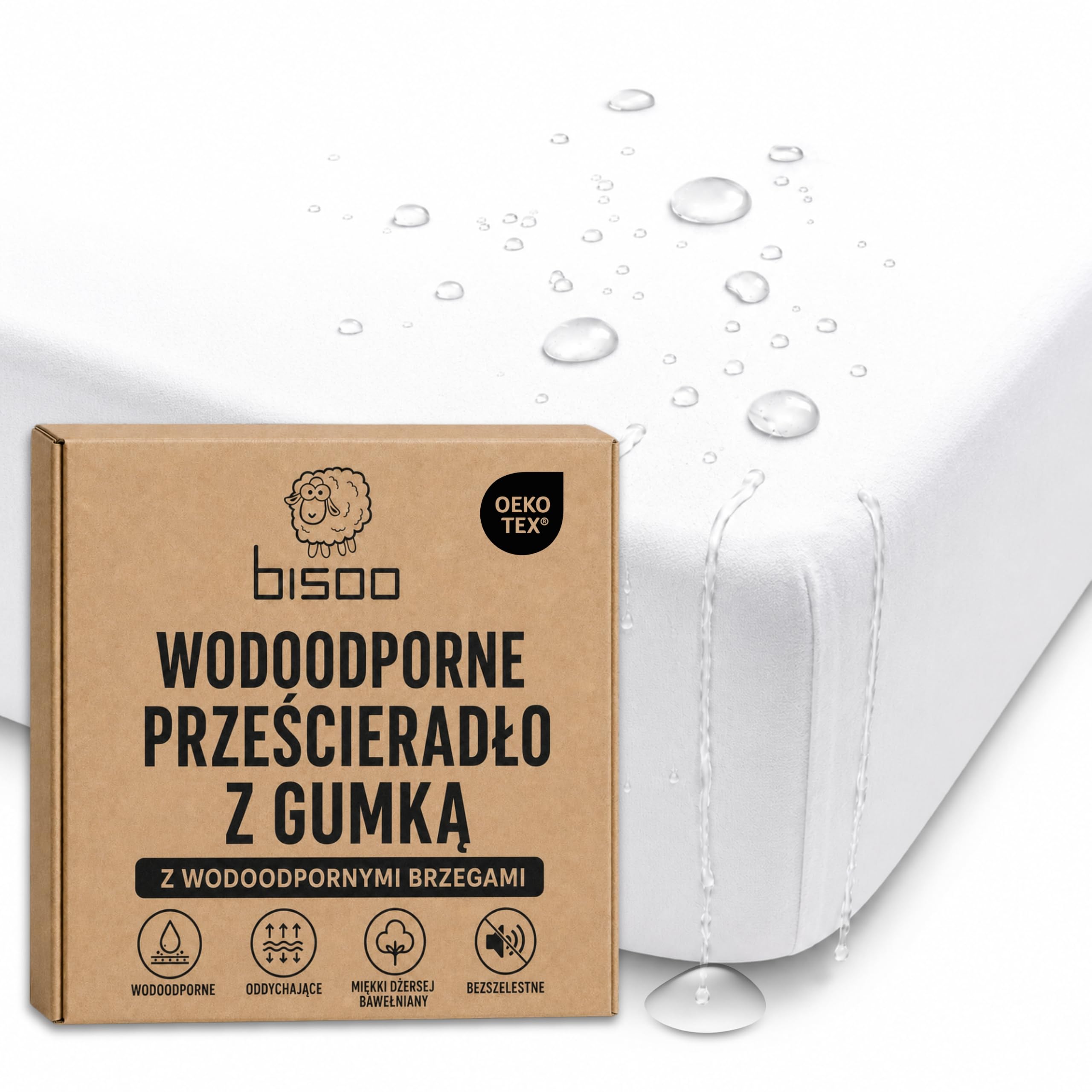 Bisoo Magic Sheet 60x120 Białe Prześcieradło z gumką do łóżeczka kojca | 2w1, Zastępuje Ochraniacz na Materac, Wodoodporne, Oddychające, Miękki Bawełniany Jersey Oeko-Tex