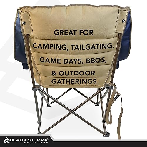 Miniatura 7 de Black Sierra Equipment Silla plegable de felpa para deportes y exteriores, cojín de asiento de gran tamaño que soporta 400 libras, silla de