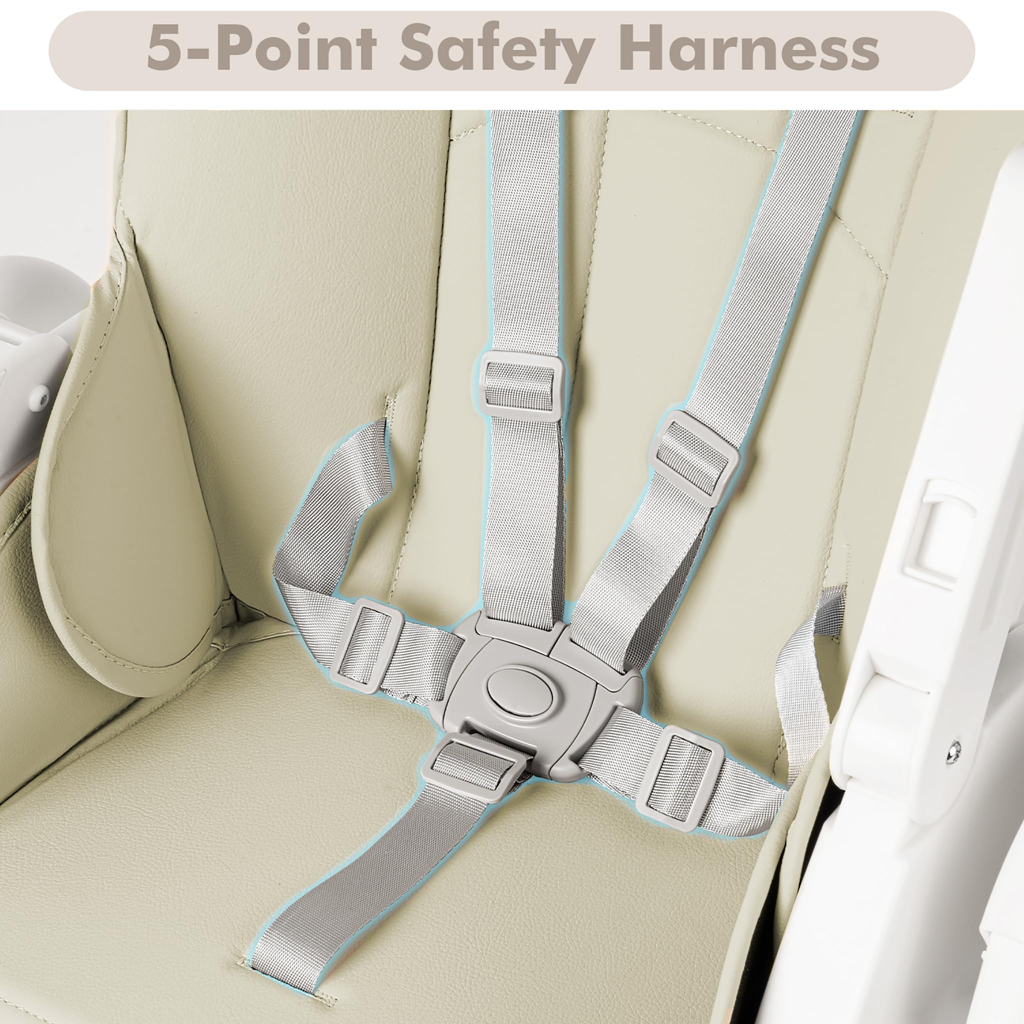 ACXIN Trona plegable para bebé, silla de comedor infantil ajustable en altura con bandeja de doble capa y cinturón de seguridad, trona portátil con función reclinable para el hogar y al aire libre,