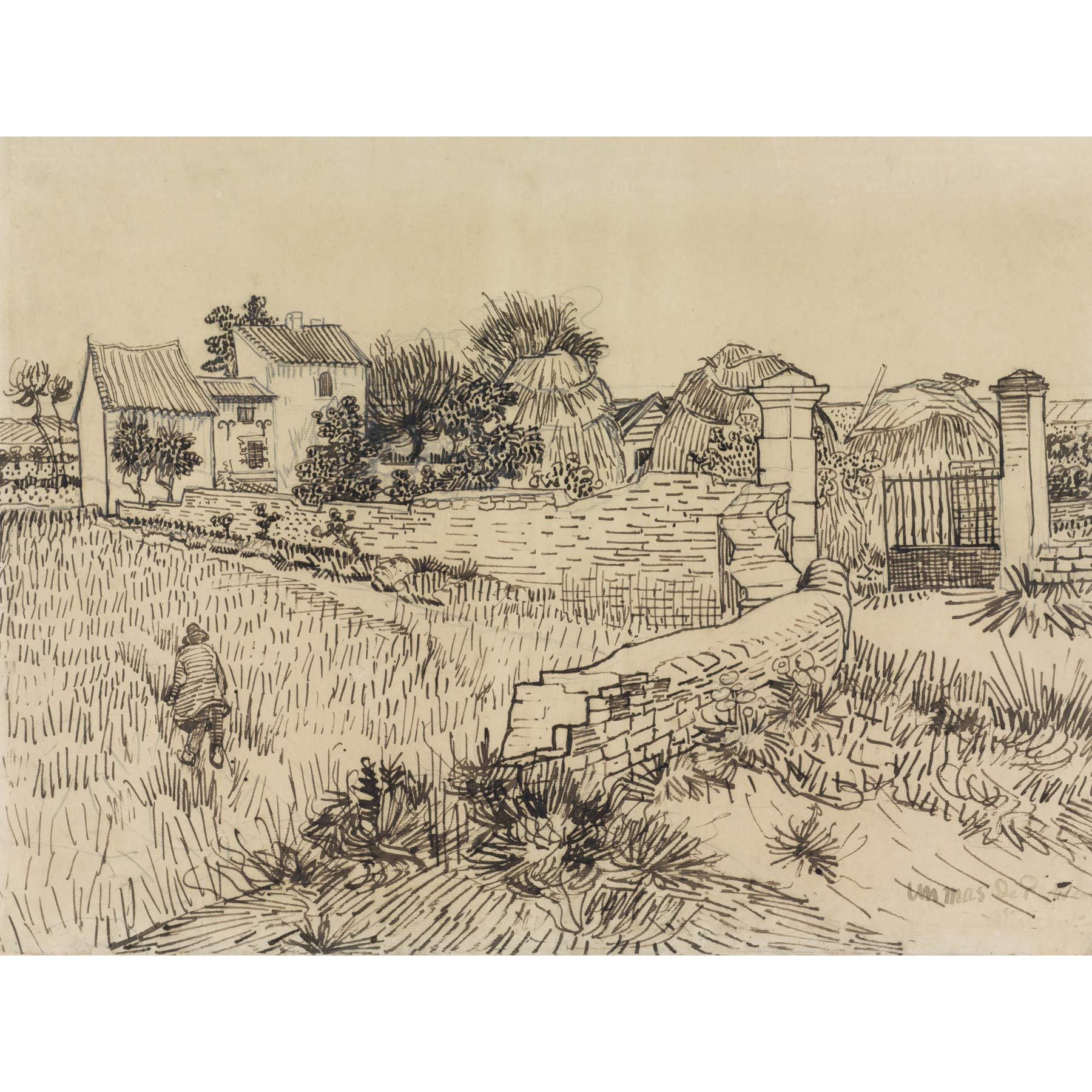 Artery8 Vincent Van Gogh Farm In Provence Illustration Premium Wall Art Canvas Print 18X24 Inch