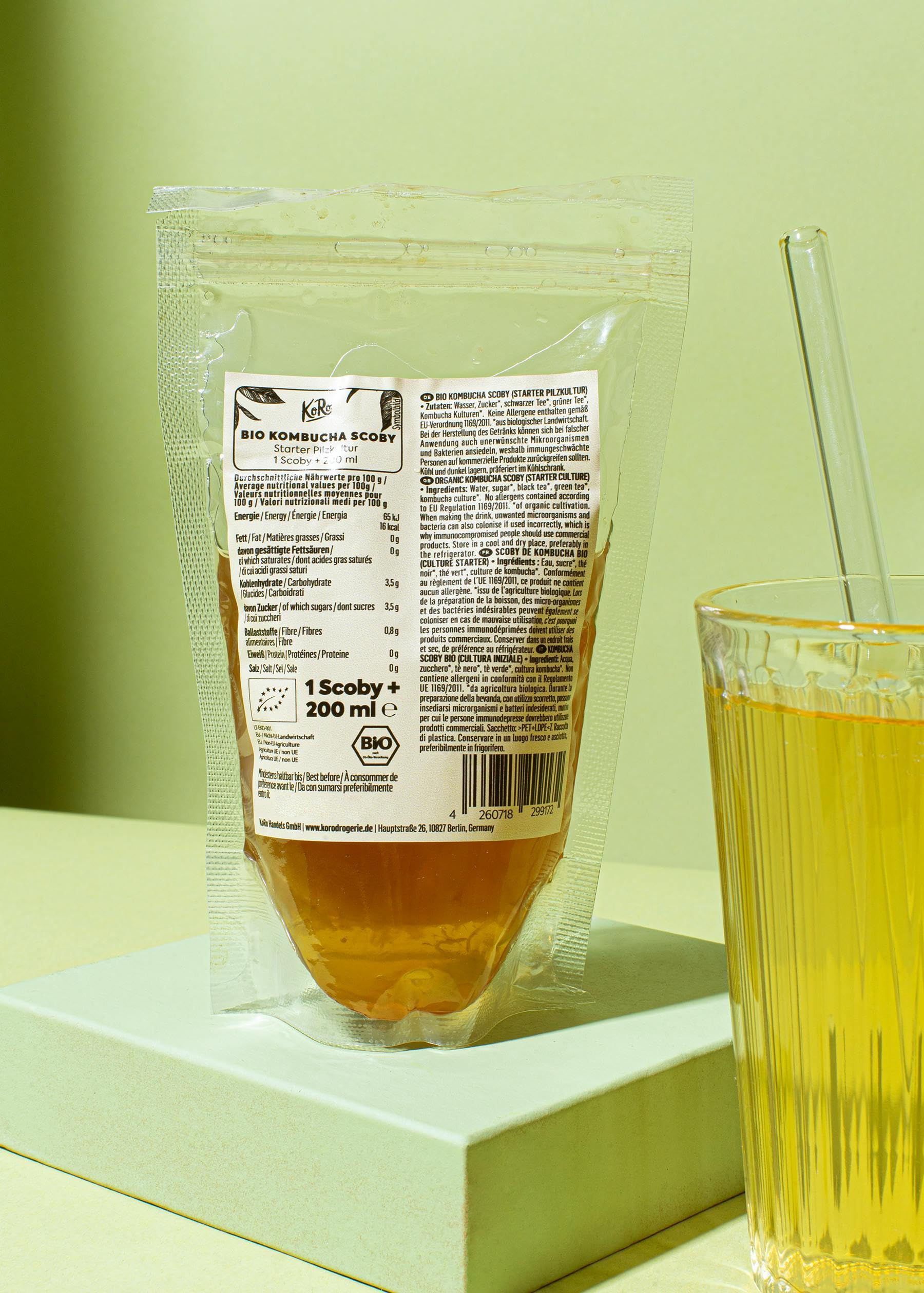 KoRo - Bio Kombucha Scoby - Zum Selbermachen von Kombucha - Vegan - Mehrfach wiederverwendbar
