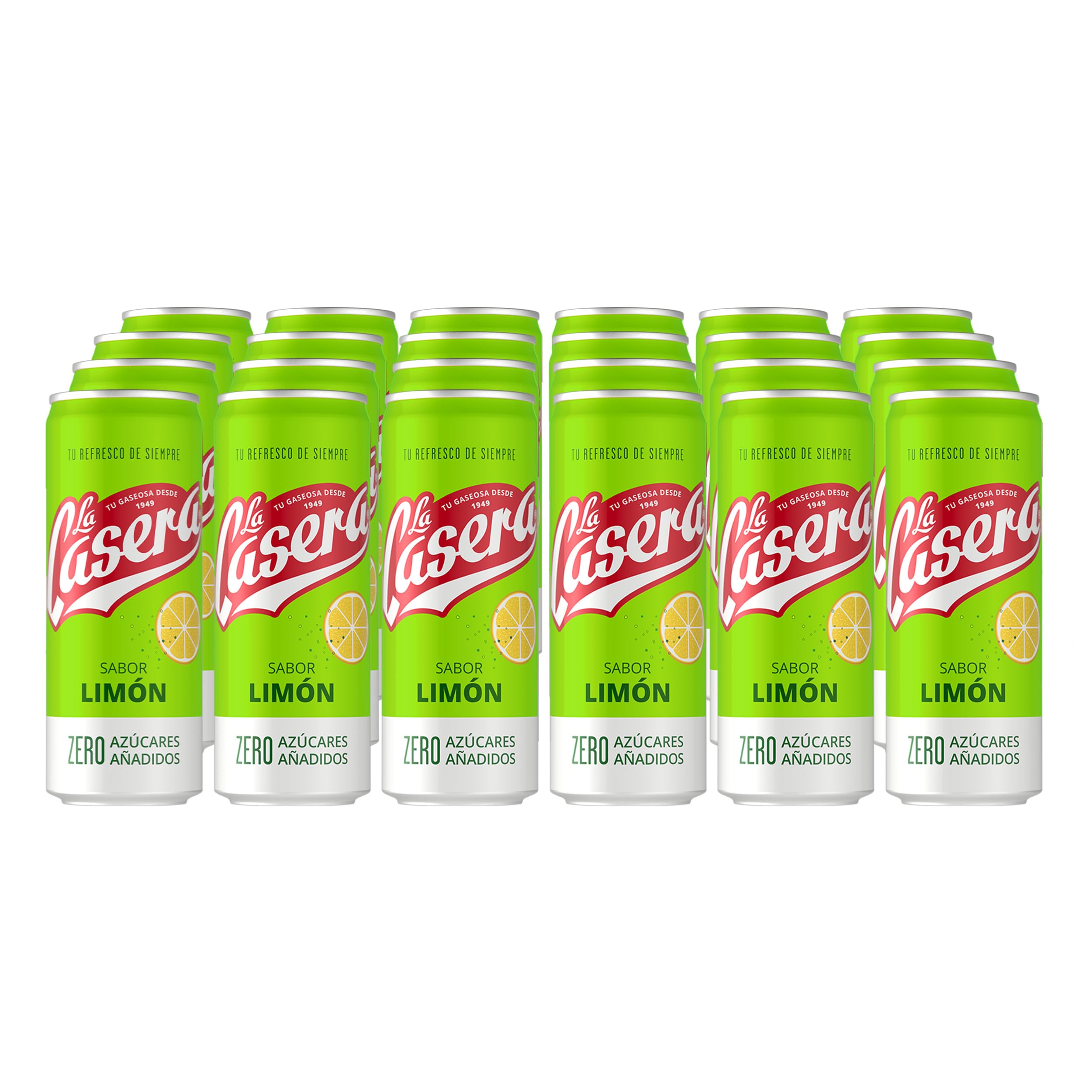 La Casera Limón, Refresco con Gas, Cero Azúcares añadidos - Lata, Pack 24 x 33 cl