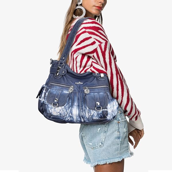 Conception de sac à main en cuir Angelkiss/épaule/épaule/large capacité 8 petites poches pour filles/femmes - 2