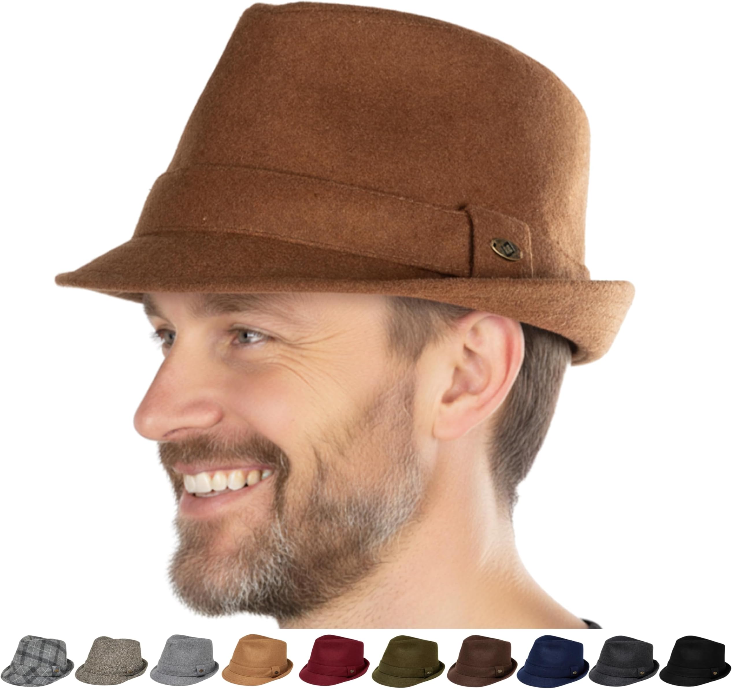 Mens Fedora Hats for Men Fashion Trilby Short Brim Wool Vintage Church Dress Hats Classic Winter Teardrop