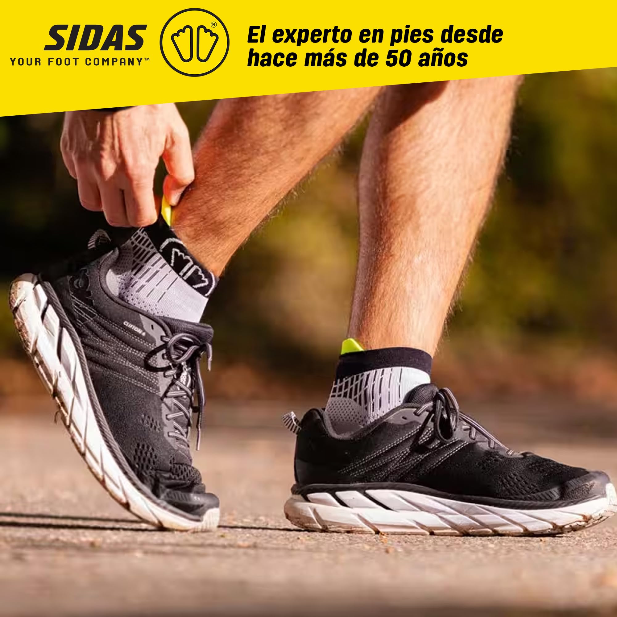 Sidas 2 pares de calcetines Run Feel para correr a pie, 3 bandas de agarre antideslizantes
