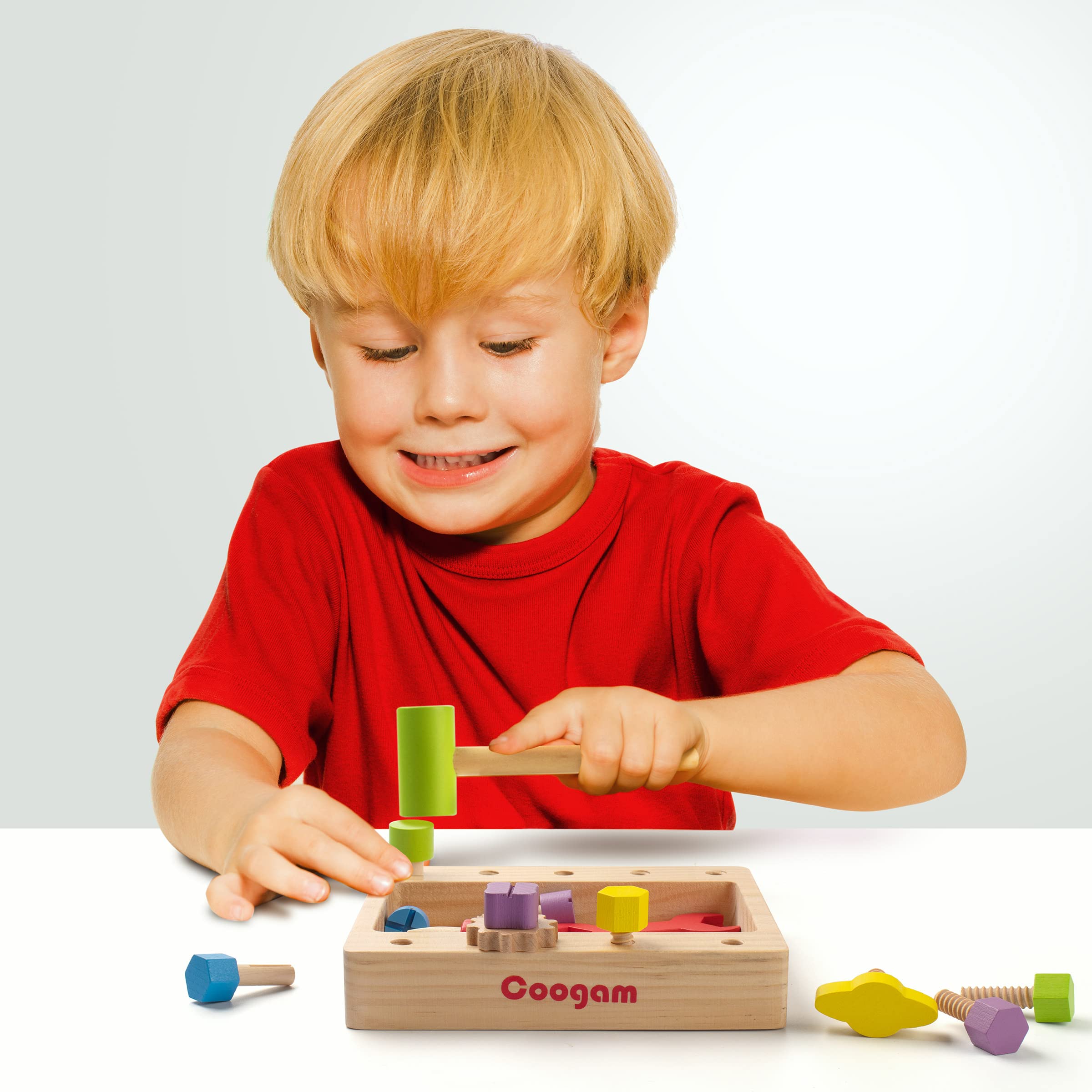 Coogam Wooden Tool Box, Toddler Fine Motor Skill Construction Building