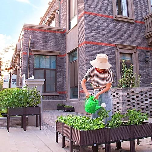 Miniatura 8 de Kit de cama de jardín elevada de plástico, maceta ligera para cultivar verduras frescas, hierbas, flores en balcón, techo, patio o patio, 112 x 16 x