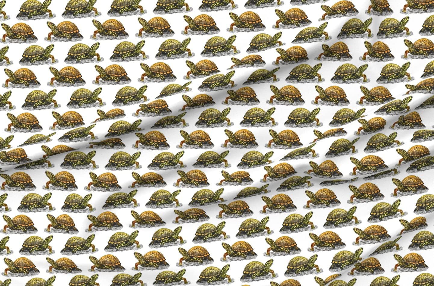 Spoonflower Fabric - Box Turtle Printed on Minky Fabric by The Yard - Sewing Baby Blankets Quilt Backing Plush