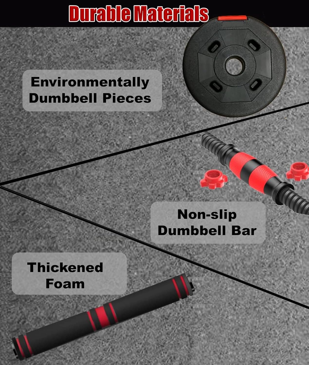Dumbbell Sets Adjustable Weights, Free Weights Dumbbells Set with Connector, Weights Set for Home Gym,Non-Rolling Adjustable Dumbbell Set A