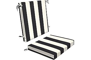 Cabana Stripe Black & Ivory Outdoor Chair Cushion
