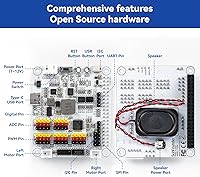 Vista 2 de SunFounder Robot HAT Placa de expansión diseñada para Raspberry Pi 5/4/3B+/3B/Zero W Robot, IoT, sensores, motores, servos conductores, batería