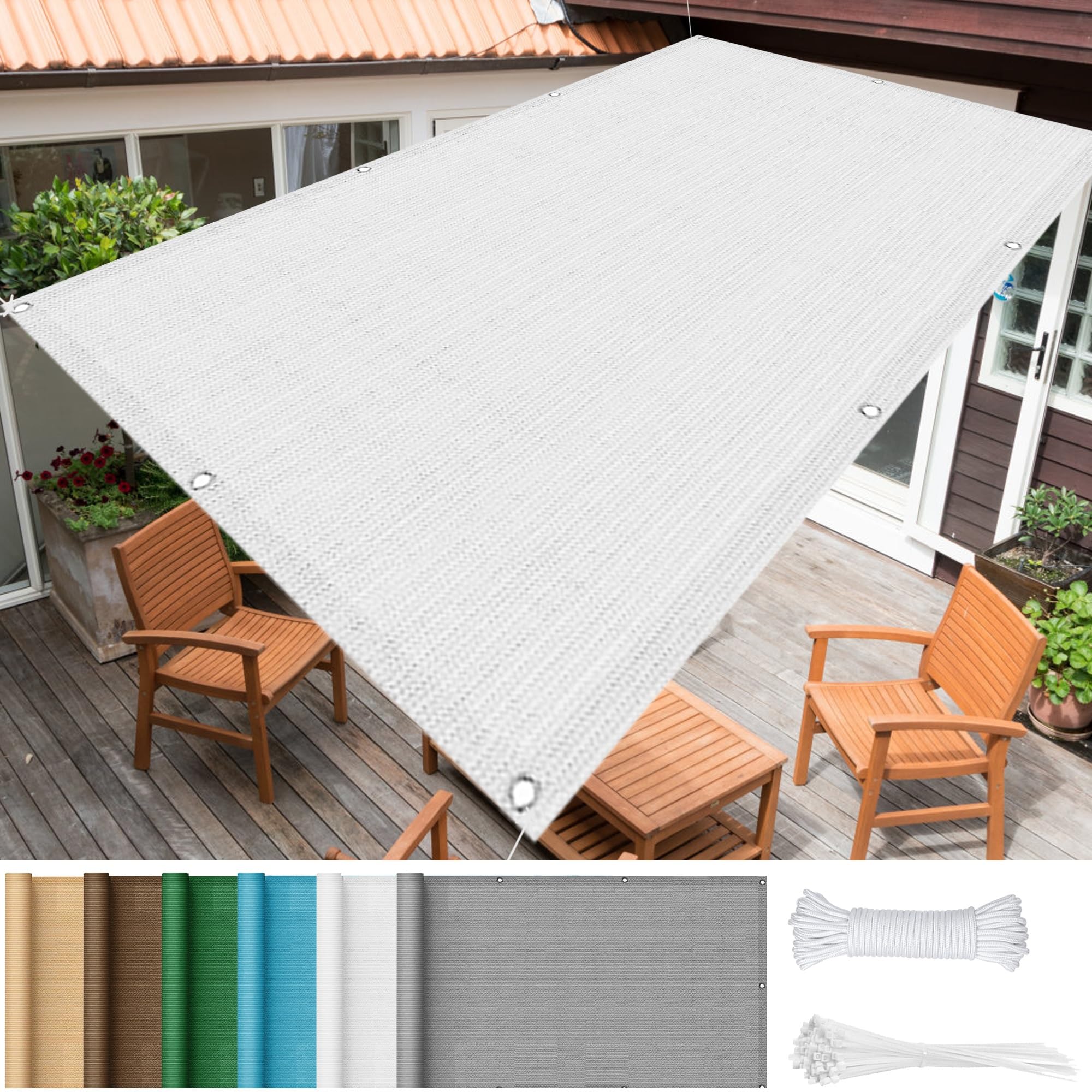 Toldo grande de 4,6 x 7,5 m con 98% de bloqueo UV, ideal para jardín, patio trasero, camping, toldo gris oscuro con cuerda incluida