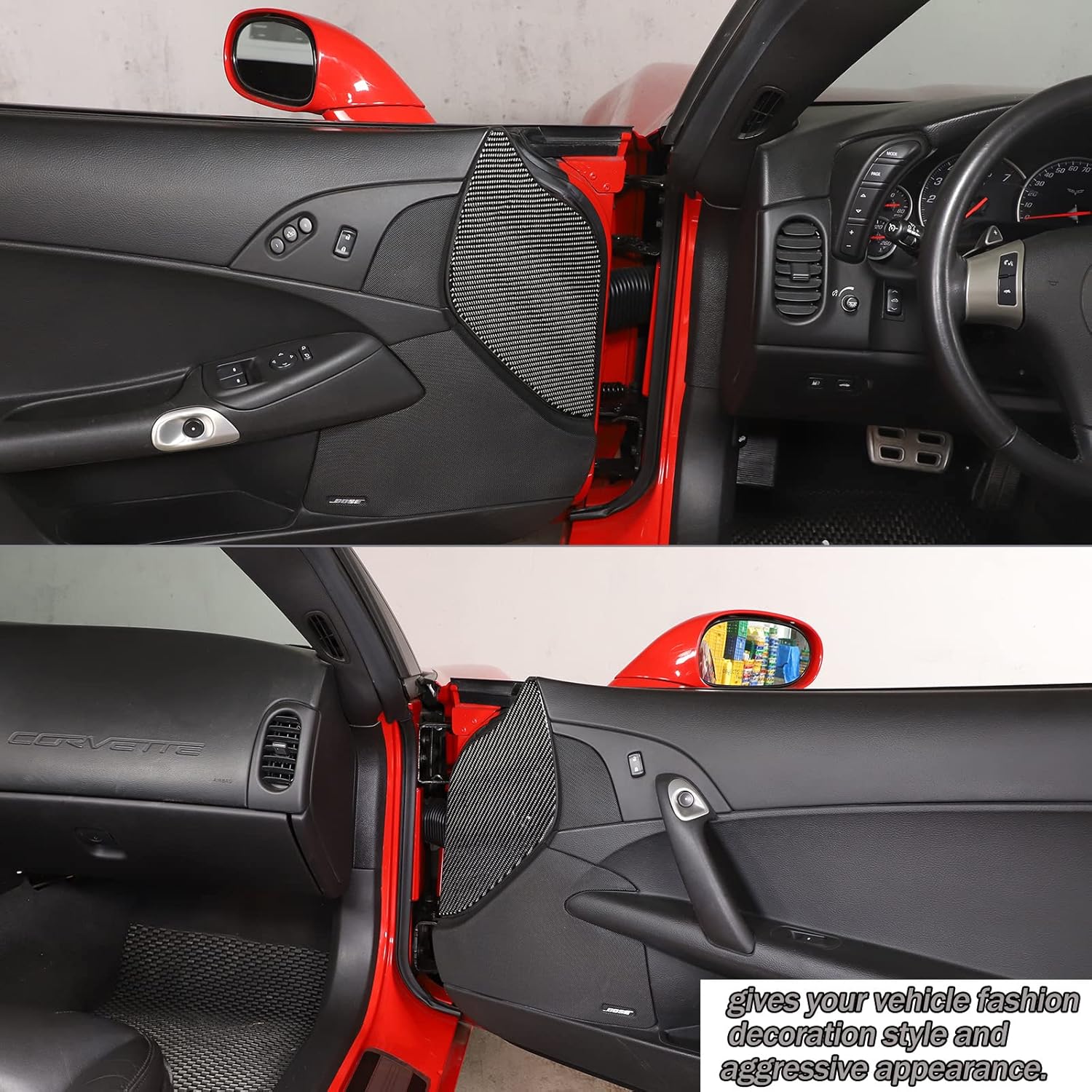 Lcojicep Car Interior Panel Trim Sticker Compatible with Corvette C6 Z06 ZR1 2005-2013 Real Carbon Fiber Interior Decorative Protective Cover Accessories (Door Anti-Collision Panel)