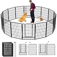Vista 19 de Corralito para perros, 32 pulgadas, 10 paneles cerca para perros de exterior, corral para perros de interior antióxido, corral para mascotas