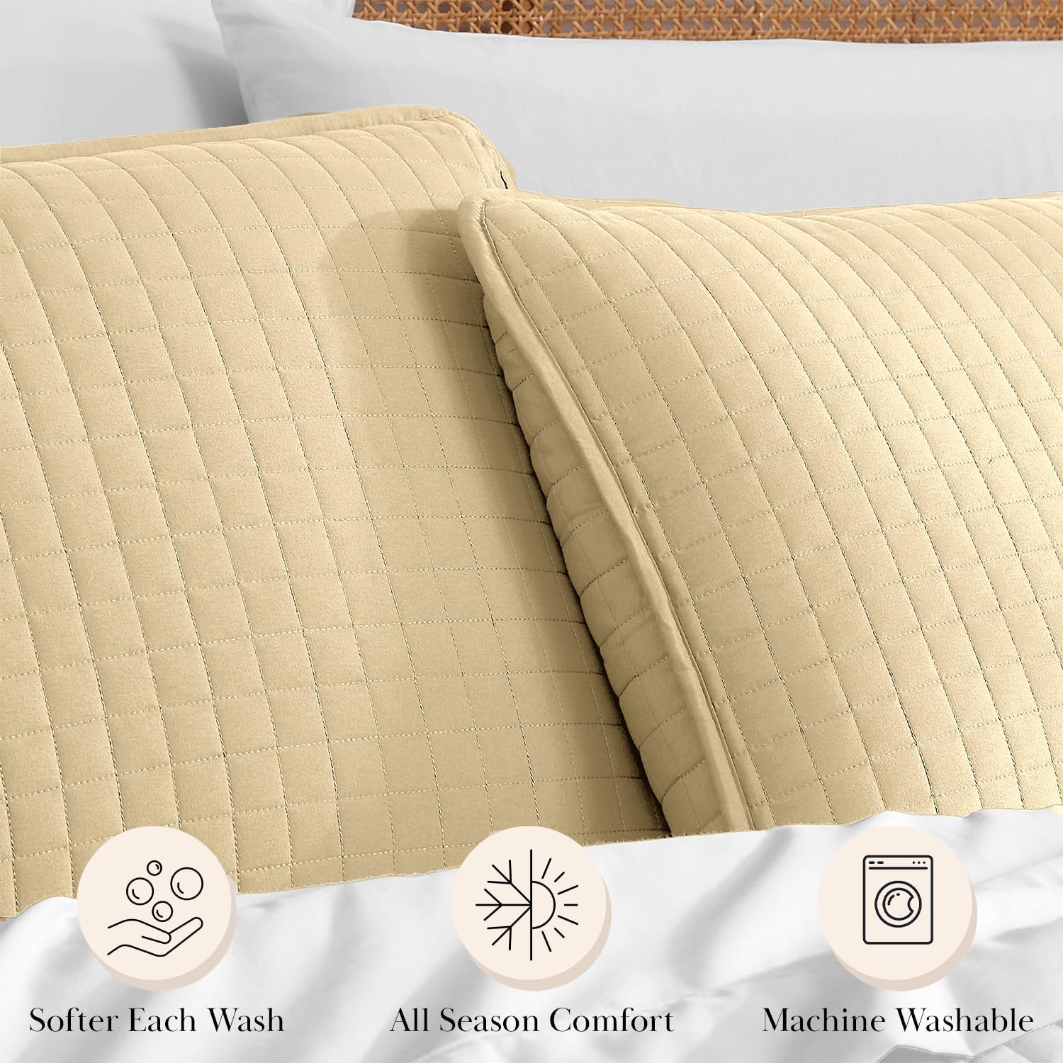 Southshore Fine Living, Inc. King Pillow Shams Set of 2, Large 20"x36" Decorative Pillow Covers for King Size Pillows, Luxury Quilted Sham Covers to Complement Bedroom Decor, Gold