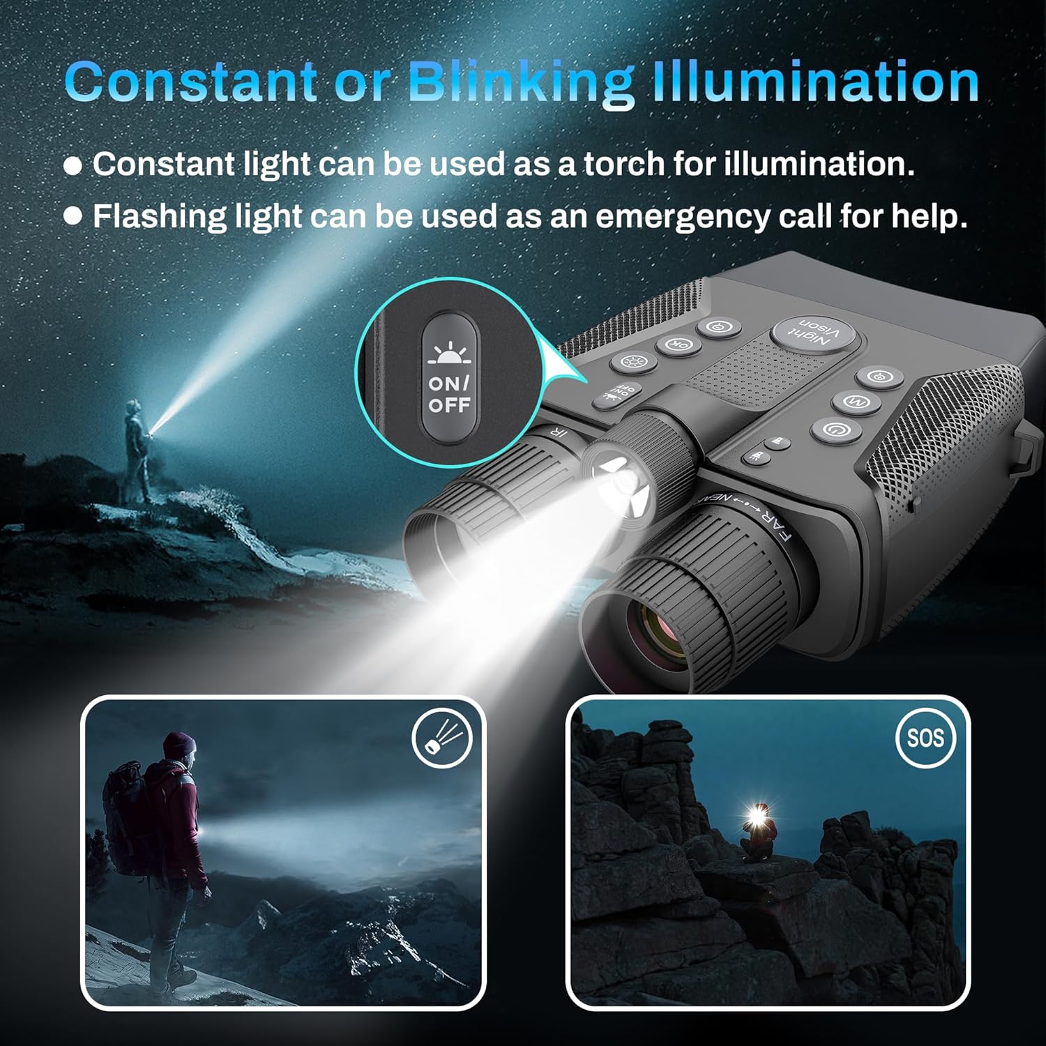Night Vision Goggles, 1968FT Infrared Night Vision Binoculars with 5000mAh Rechargeable Battery, 64G Card for 58MP Images & 4K Video, 4" HD Screen, 5X Dightal Zoom for Camping Hunting