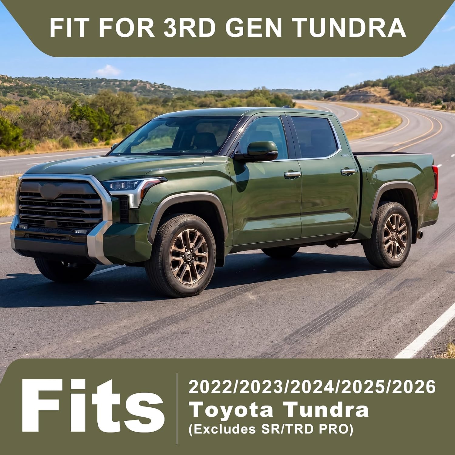 Mud Flaps for Toyota Tundra 2022-2026, No-Drill Custom Fit Splash Guards, Stop Paint Chips from Flying Debris, All-Weather Mudguards for Off-Road & Highway, 4PCS (Excludes SR/TRD PRO)