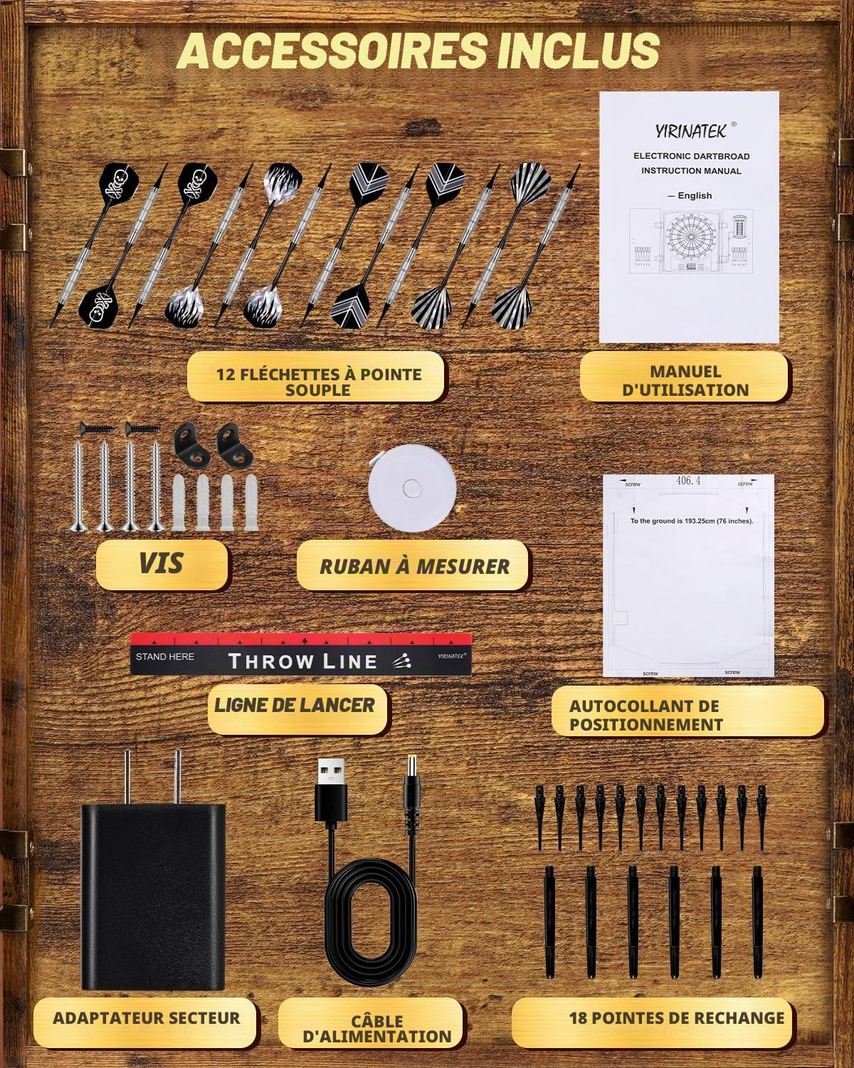 Jeu de Flechette Electronique, Coffret Décoratif pour Cible Flechette Electronique, Couleur Lumineuse Individuelle pour Chaque Joueur, Jeux de Flechettes Adulte Électronique Pratique