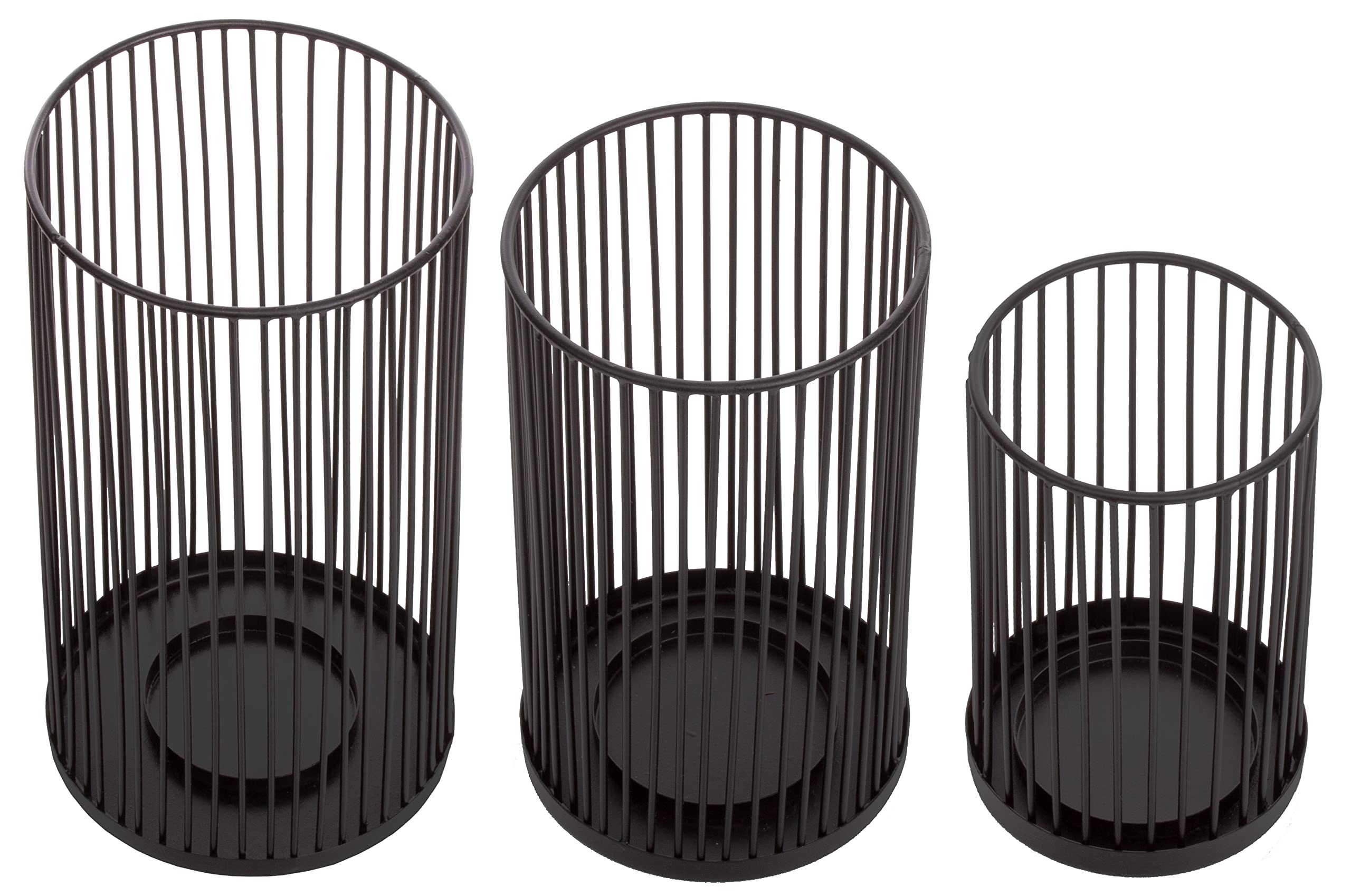 Brandsseller Kerzenständer Metall Schwarz 3er Set - Höhen 28+23+18 cm Windlicht Kerzenhalter Teelichthalter