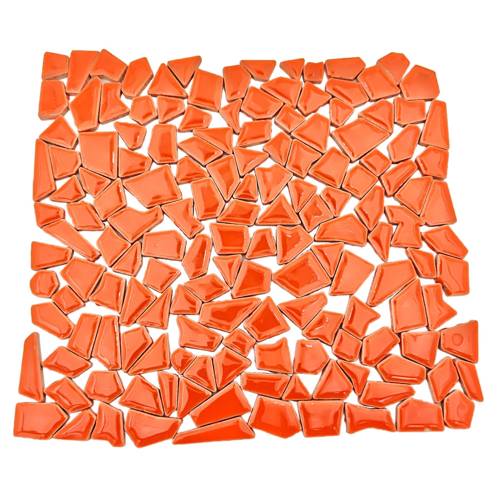 200g Irregular Ceramic Mosaic Tiles for Crafts, 0.5X 2 cm Small Mosaic Pieces Stones for DIY Mosaic Making & Wall Decor (Tangerine)