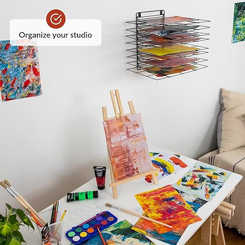 Miniatura 5 de ODOXIA Escurridor de arte colgante para el aula  Pequeño estante de secado de pintura colgante  8 estantes extraíbles  Estante de lienzo para