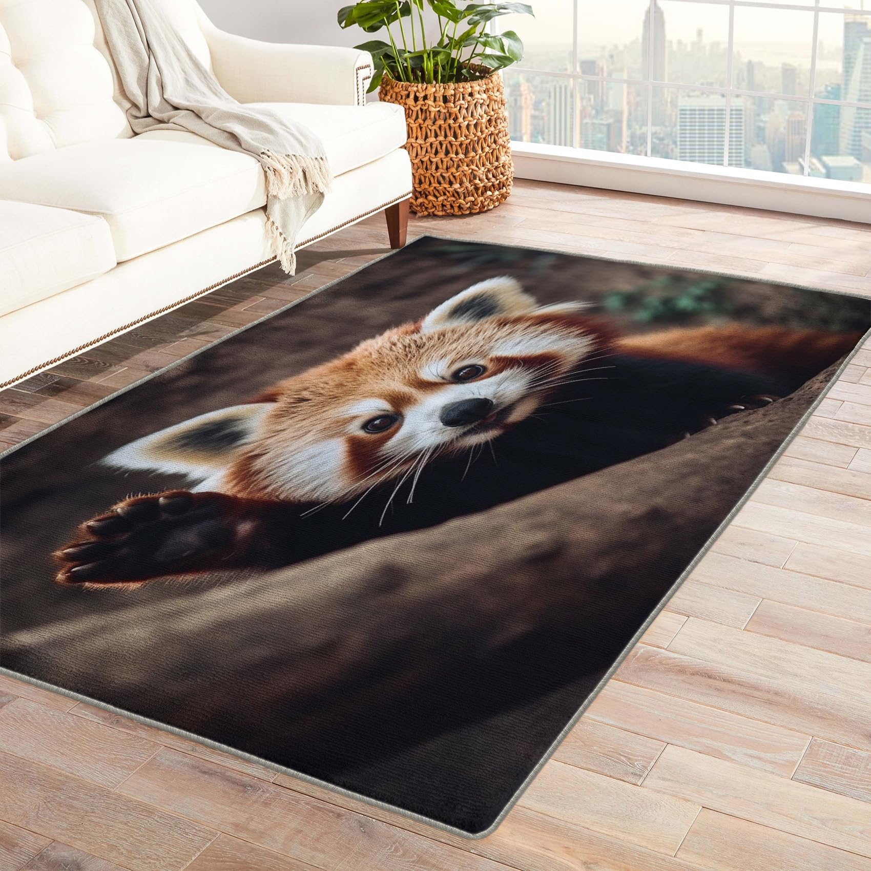 Red Panda Bedroom Rug - 2x3 Rug - Red Panda Rug - Cute Wildlife Area Rug - Kawaii Wild Animal Rugs - Kids Woodland Animal Carpet