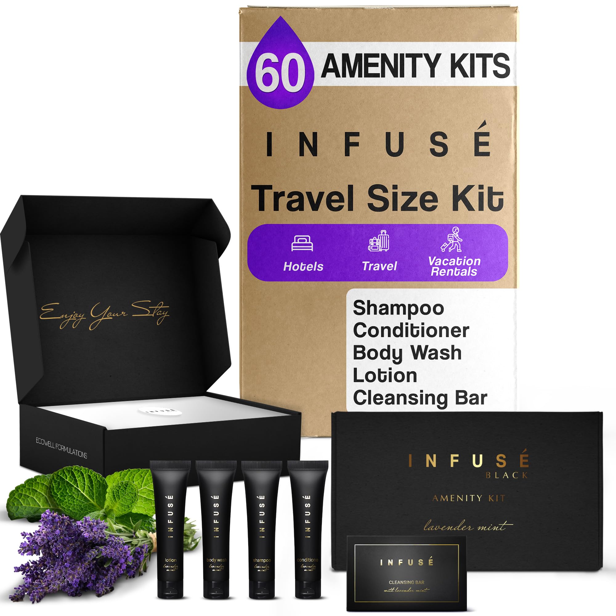 Amazon.com : Infuse Black Amenity Kit | Boxed Hotel Toiletries