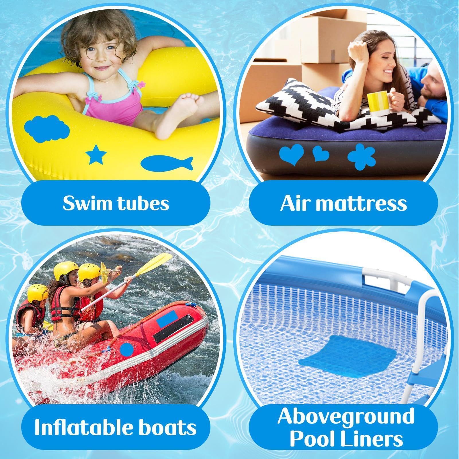 Generisch Set de reparación de piscina XXL, 125 x 85 cm, autoadhesivo e impermeable, parche de vinilo extragrande para láminas de piscina y piscinas infantiles, kit de reparación azul contra agujeros