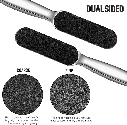 Miniatura 2 de Mudder 2 piezas de acero inoxidable pedicura lima de pies removedor de callos de pies raspador de pies con 20 almohadillas reutilizables de doble