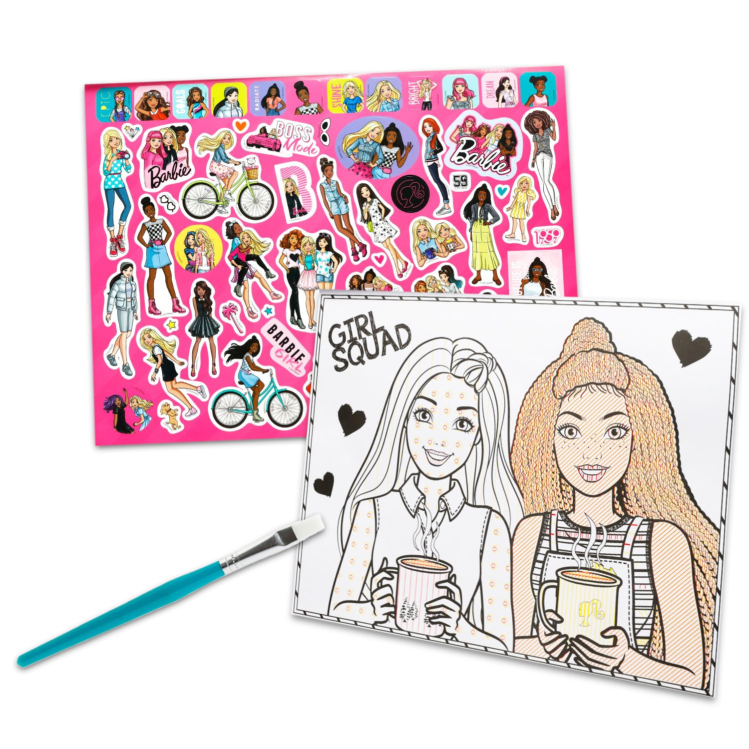 Barbie Malen mit Wasser-Set für Kinder, Kleinkinder ab 3 Jahren, Bündel mit 36 Seiten, niedliches Cartoon-Wassermalbuch für Kinder ab 3, 4, 5, 6, 7, 8 und mehr, Barbie No-Mess Arts and Crafts