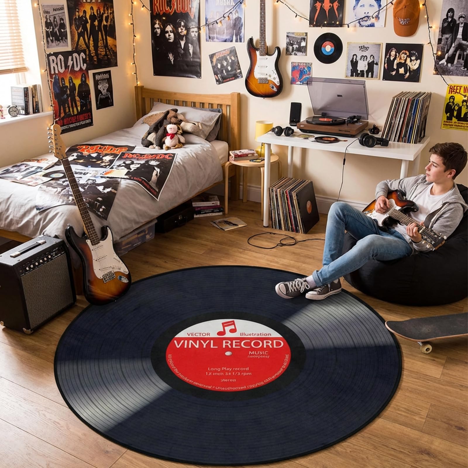 Insect Black Washable Black ROOM by Rug Circle Stamp Kyne ラグ・カーペット Pattern Modern Cottagecore Vionnet | Rug ラグ・カーペット