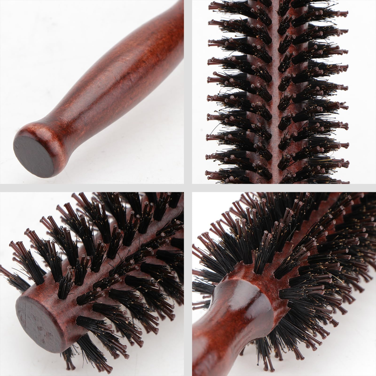 LALAFINA 6pezzi Pettini Rotondi Setole Naturali Con Manico Legno Per Asciugatura e Styling Dei Taglia s