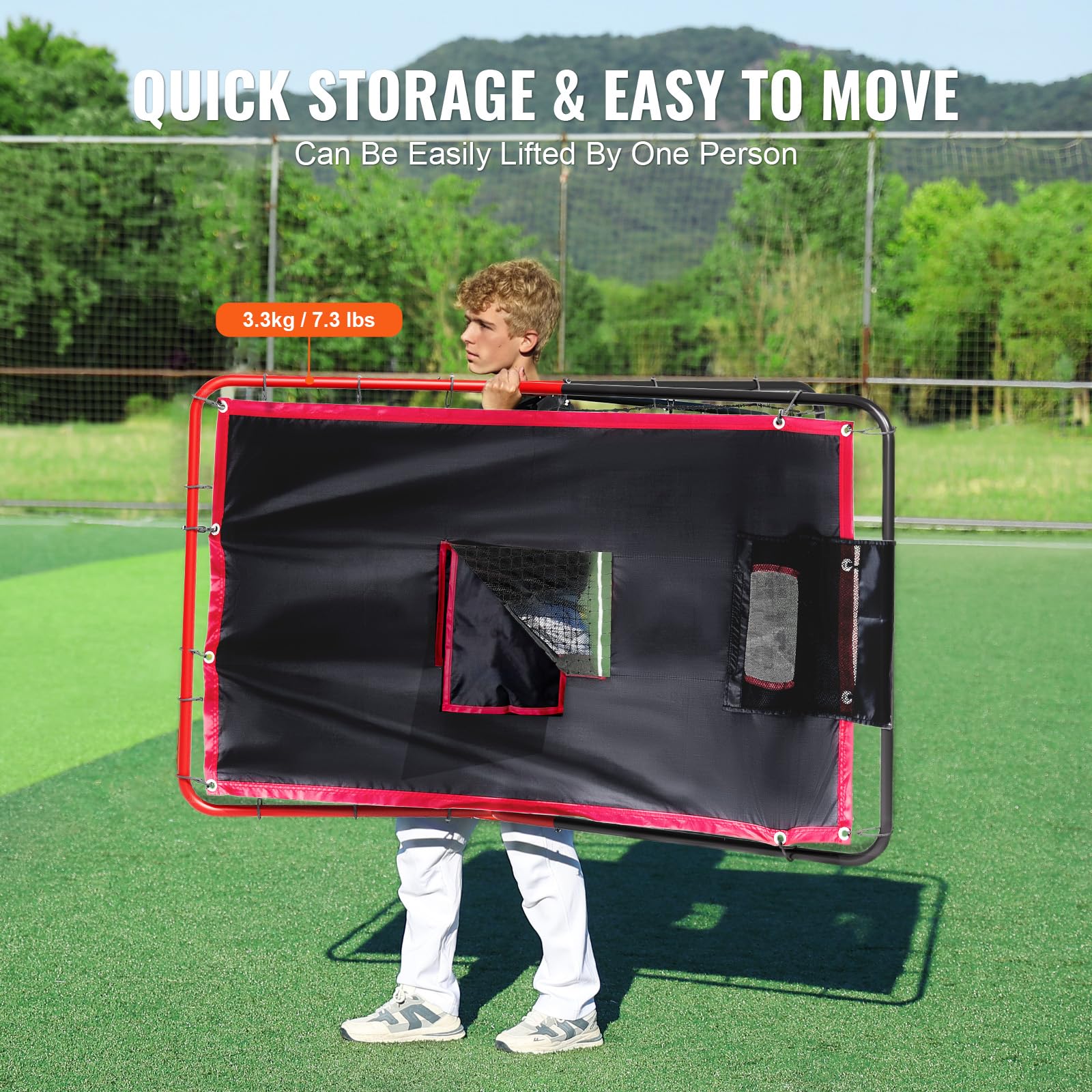VEVOR Rete da Rimbalzo Baseball Softball 2 in 1, 914 x 1372 mm Switch Hitter Pitch Trainer