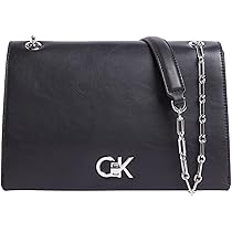 Calvin Klein Donna Borsa a Tracolla Re-Lock Medium Chain con Chiusura con Lucchetto Girevole, Nero (Black), Taglia Unica