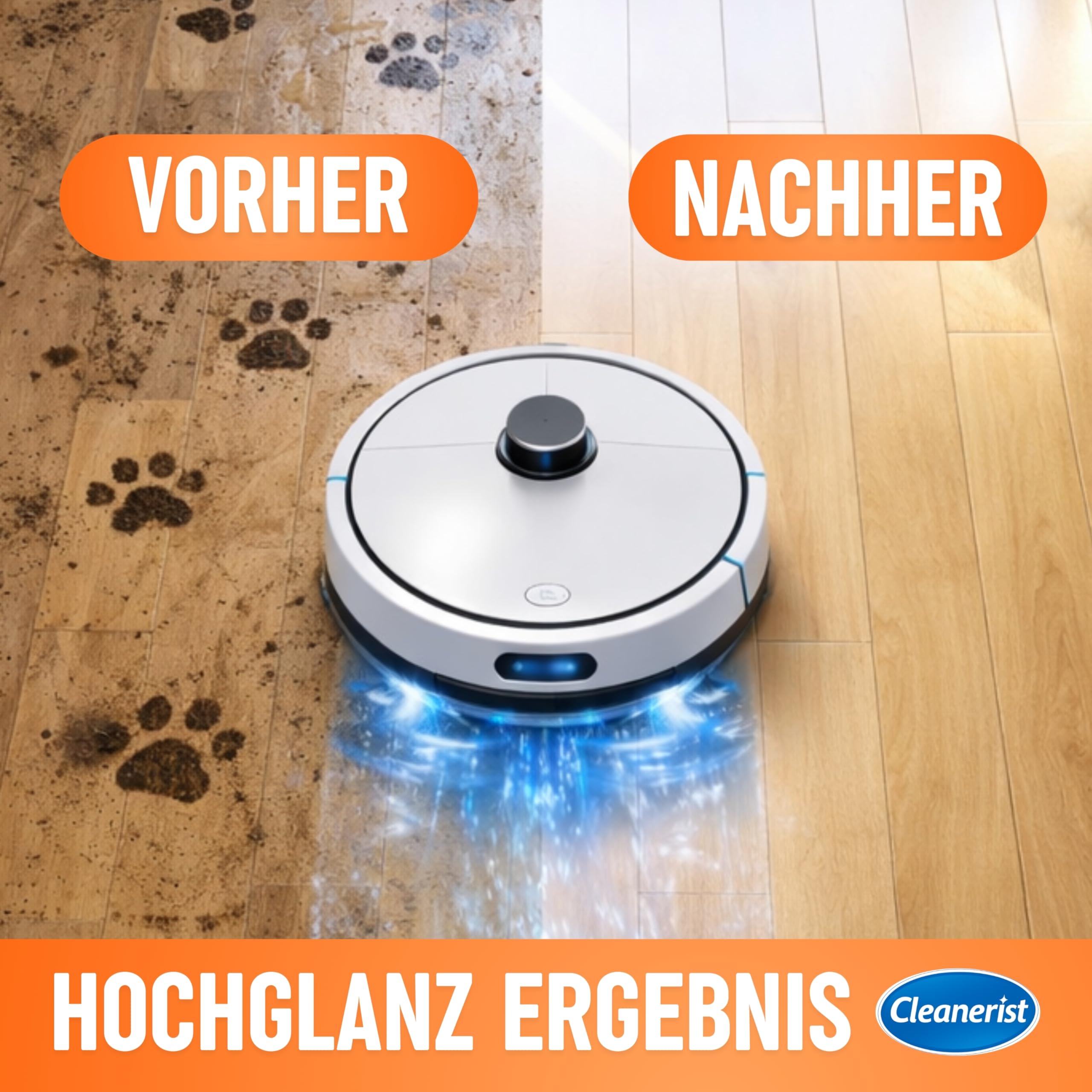 Cleanerist | 10L Wischroboter Reiniger Konzentrat mit Orangenduft [666 Füllungen] – 15ml auf 300ml Wasser – Universal Bodenreiniger für alle Modelle – Inkl. Ausgießer – Streifenfreie Sauberkeit