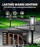 Vista 2 de Luces solares para senderos al aire libre, impermeables, brillantes, luces LED para camino, alimentadas por energía solar para exteriores, patio