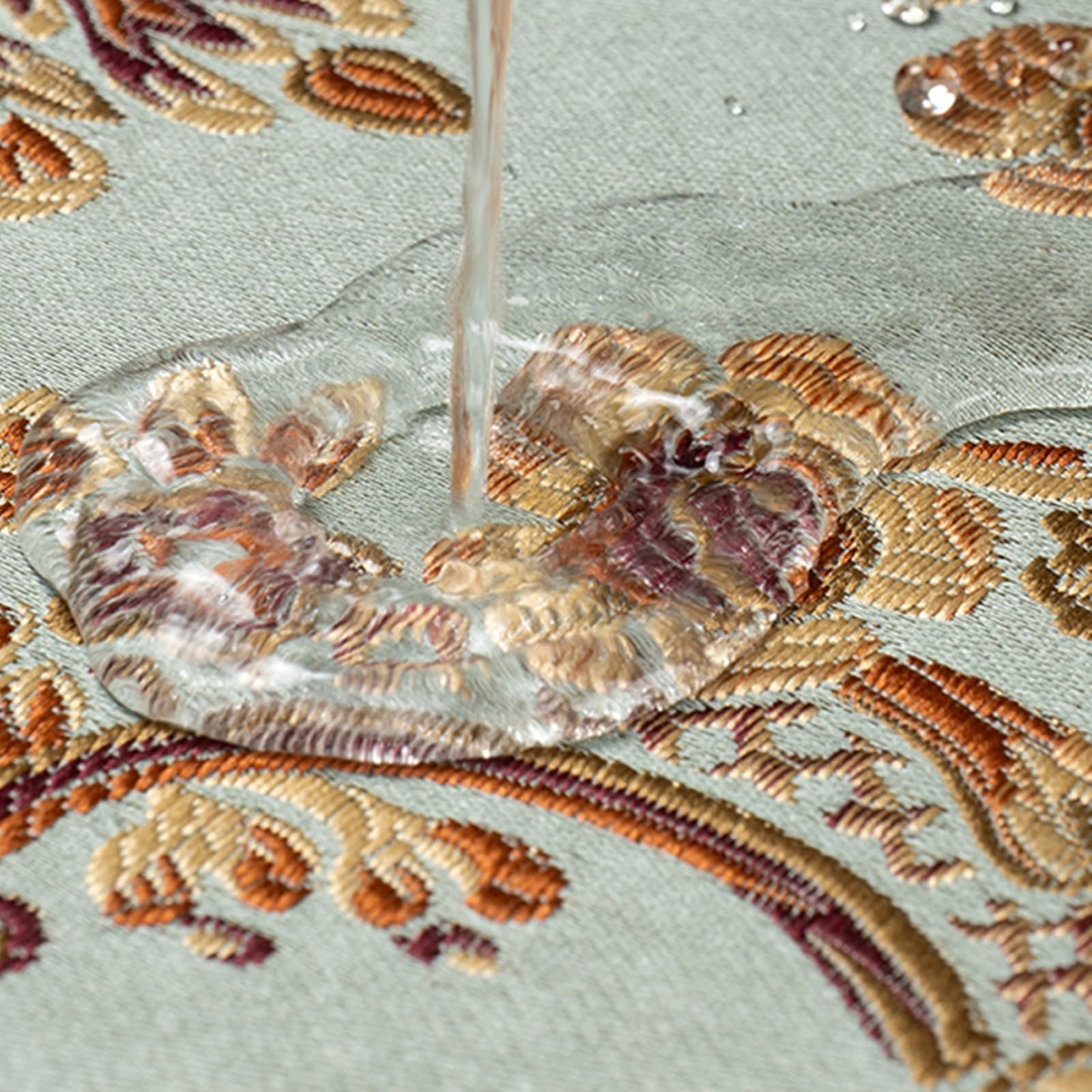 Tischläufer Landhausstil Polyester Leinen, Tischläufer Modern 35x260 cm, Nordisch Jacquard mit Floralem Muster und Quasten